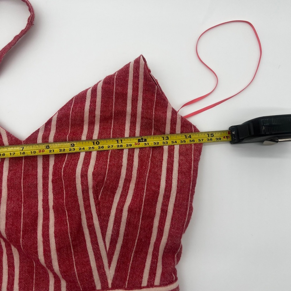 Lost + Wander Red White Striped Cotton Linen Wide Leg‎ Jumpsuit XS LRB70347 - Picture 7 of 11